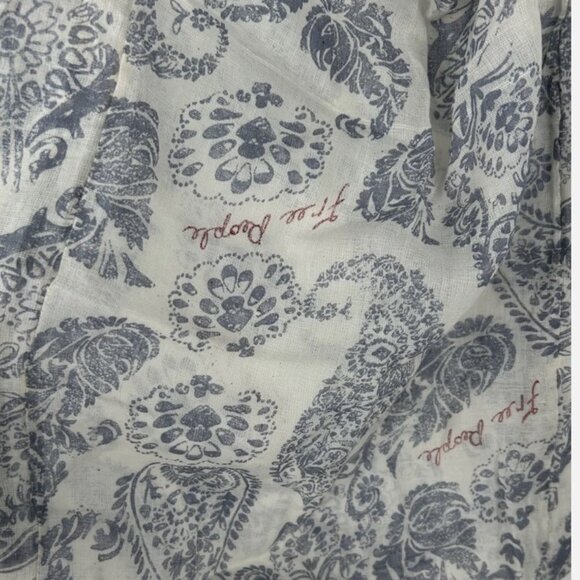 Free People Blue Paisley Linen Cloth Lightweight Shopping Tote Bag Reusable Boho - Picture 2 of 4